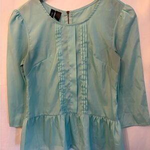 Teal Women's Blouse, Light Turquoise Peplum Shirt, Women’s Top, Summer Top,